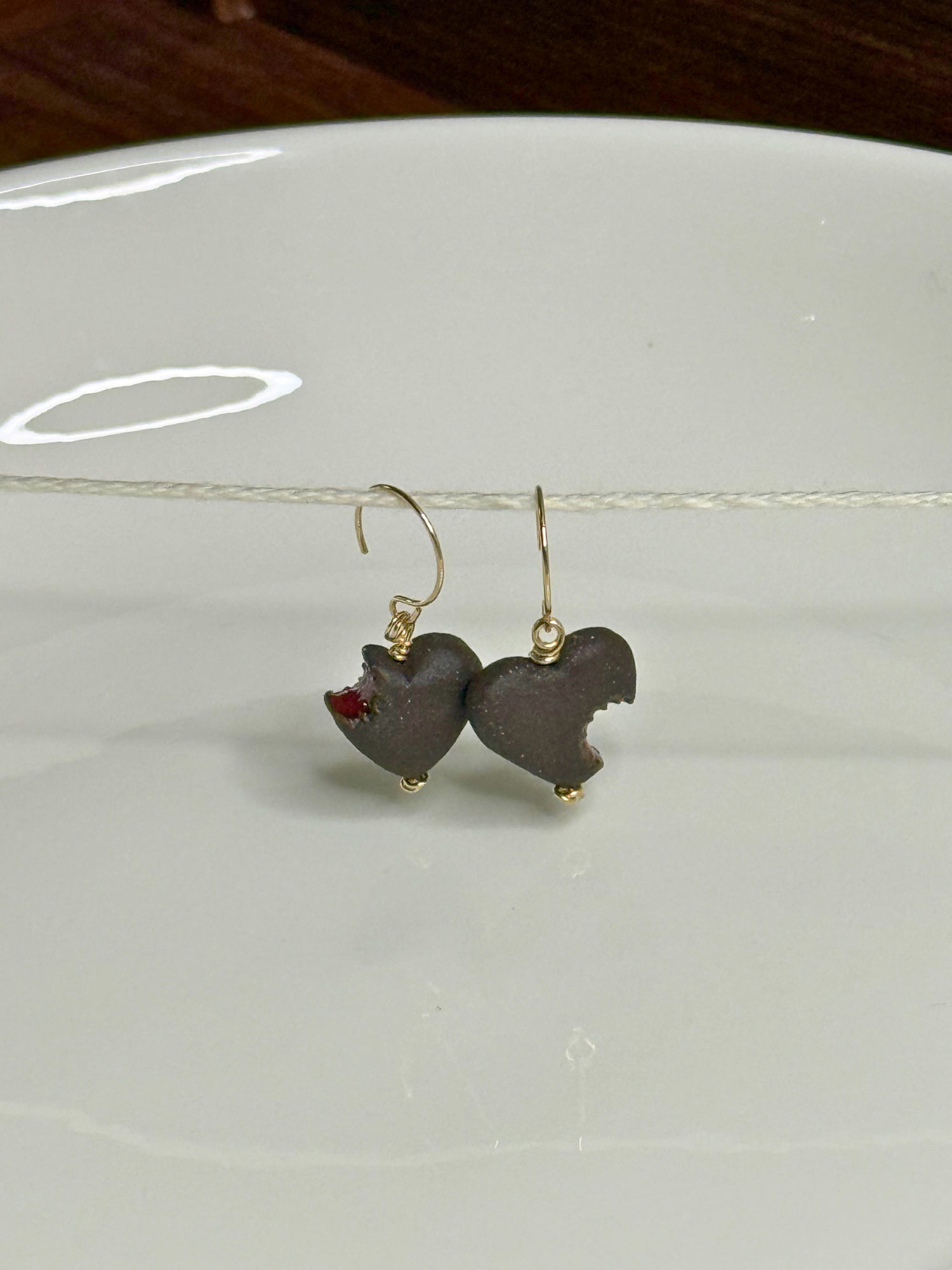 Chocolate Covered Cherry Hearts Earrings