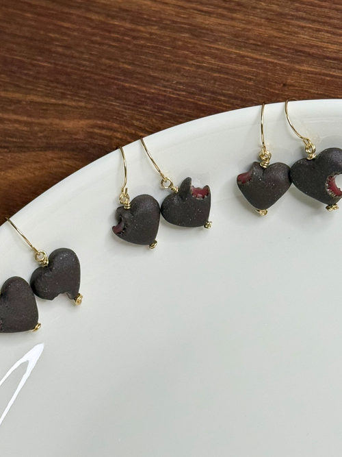 Chocolate Covered Cherry Hearts Earrings