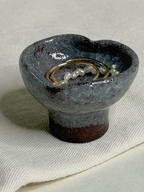 Heart Ring Holder – Dusty Blue Crackle Ice Glaze